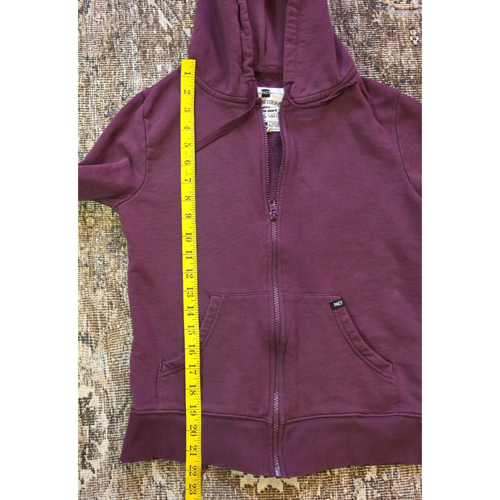 PACT Hoodie Womens Small Plum Purple Organic Cotton Brushed Fleece Zip Jacket - Picture 3 of 7